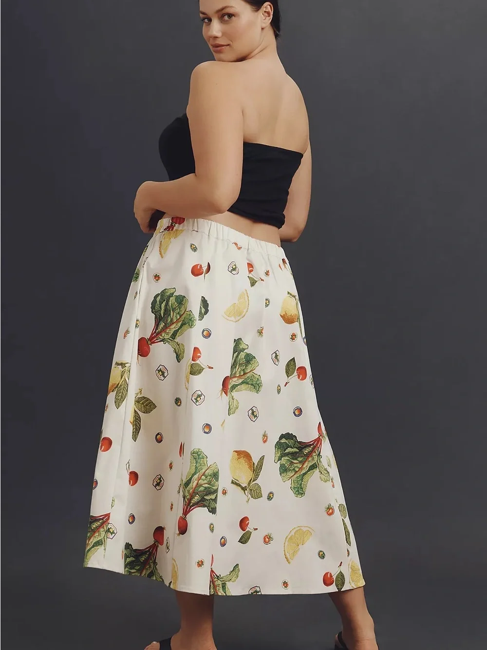 NWT Anthropologie Maeve Jacie Poplin Midi Skirt Harvest Vegetable Fruit XS